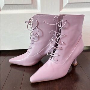 New mango Elegant Lavender Lace-Up Ankle Boots